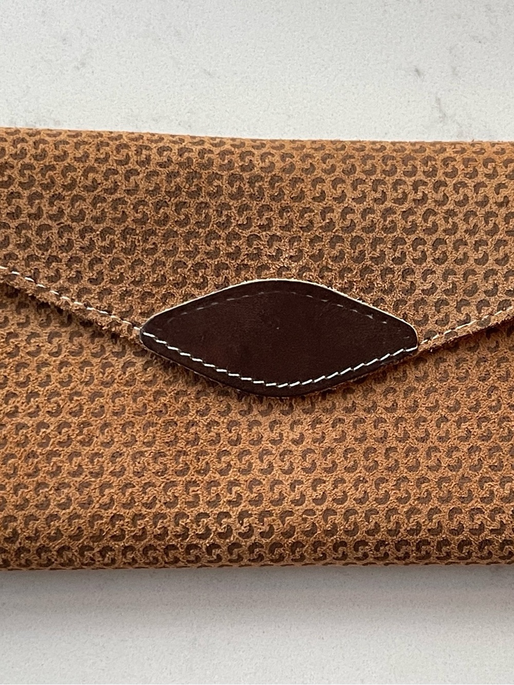 Vintage Brazilian Artesian Crafted Brown Suede Envelope Wallet